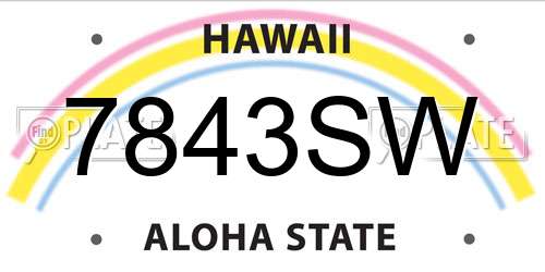 7843SW Hawaii License Plate