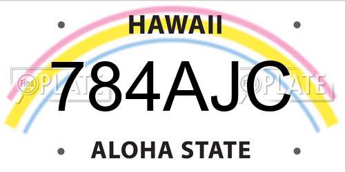784AJC Hawaii License Plate