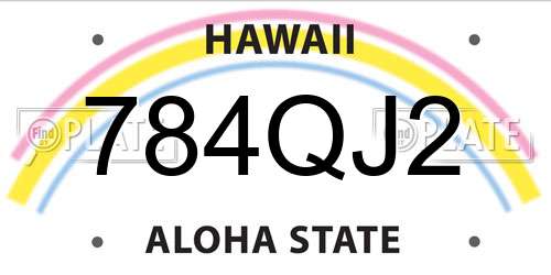 784QJ2 Hawaii License Plate