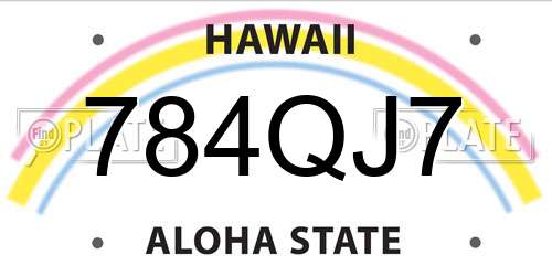 784QJ7 Hawaii License Plate