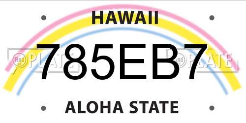 785EB7 Hawaii License Plate