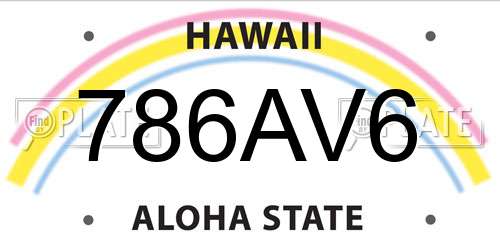 786AV6 Hawaii License Plate