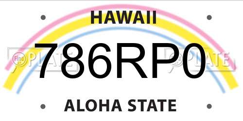 786RP0 Hawaii License Plate