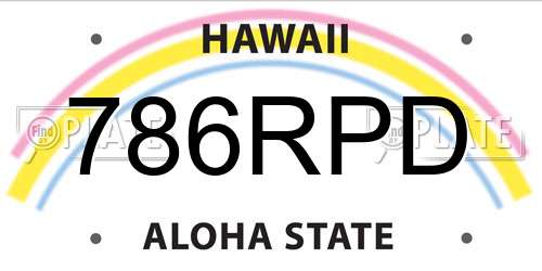 786RPD Hawaii License Plate