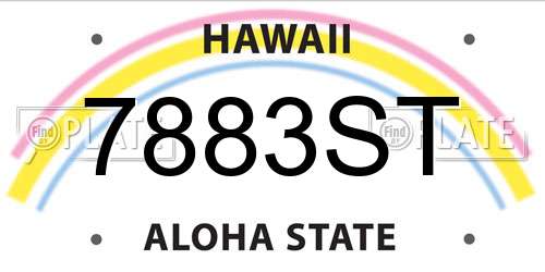7883ST Hawaii License Plate