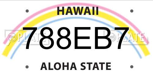 788EB7 Hawaii License Plate