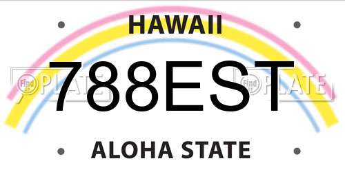 788EST Hawaii License Plate