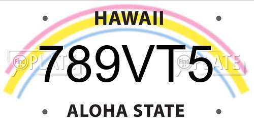789VT5 Hawaii License Plate
