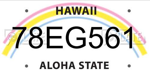 78EG561 Hawaii License Plate