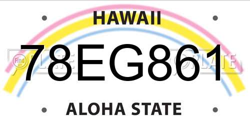 78EG861 Hawaii License Plate