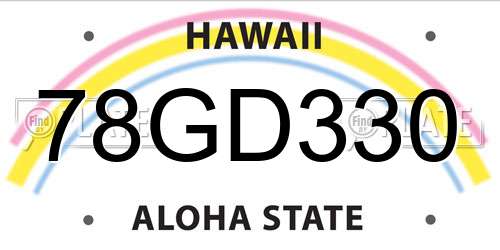 78GD330 Hawaii License Plate