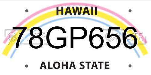 78GP656 Hawaii License Plate