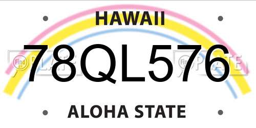 78QL576 Hawaii License Plate