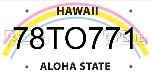 78TO771 Hawaii License Plate