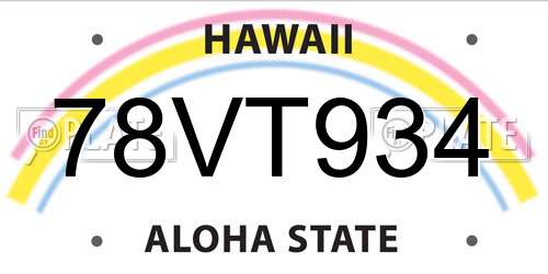 78VT934 Hawaii License Plate