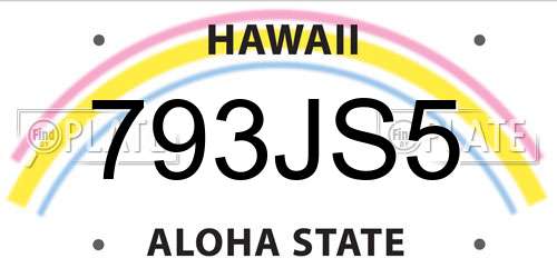 793JS5 Hawaii License Plate