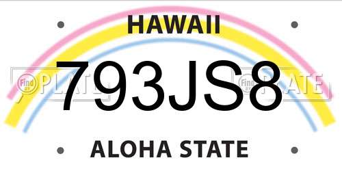 793JS8 Hawaii License Plate
