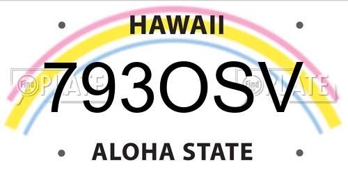 793OSV Hawaii License Plate