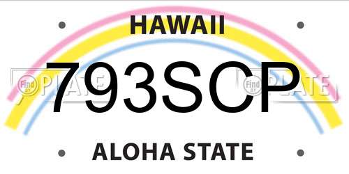 793SCP Hawaii License Plate