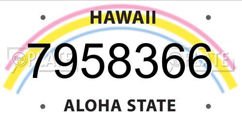 7958366 Hawaii License Plate