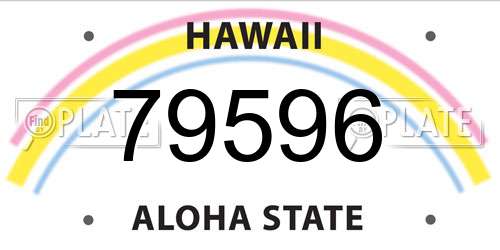 79596 Hawaii License Plate