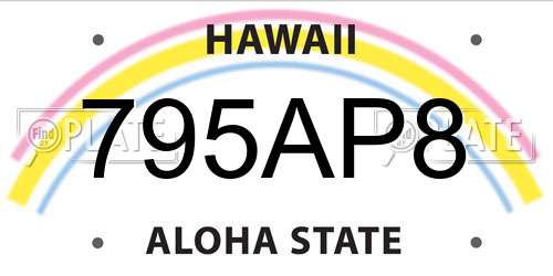 795AP8 Hawaii License Plate