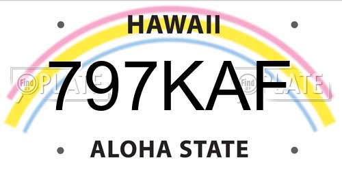 797KAF Hawaii License Plate