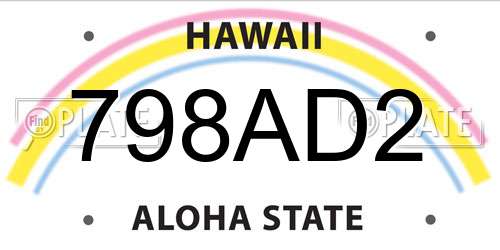 798AD2 Hawaii License Plate
