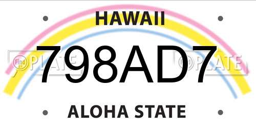 798AD7 Hawaii License Plate