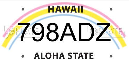 798ADZ Hawaii License Plate