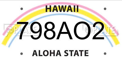 798AO2 Hawaii License Plate