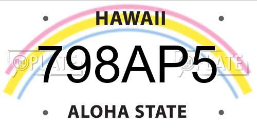 798AP5 Hawaii License Plate