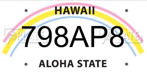 798AP8 Hawaii License Plate