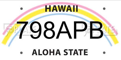 798APB Hawaii License Plate