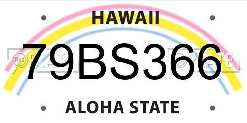 79BS366 Hawaii License Plate