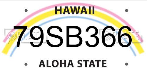 79SB366 Hawaii License Plate