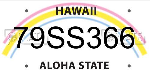 79SS366 Hawaii License Plate