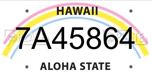7A45864 Hawaii License Plate