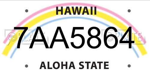 7AA5864 Hawaii License Plate