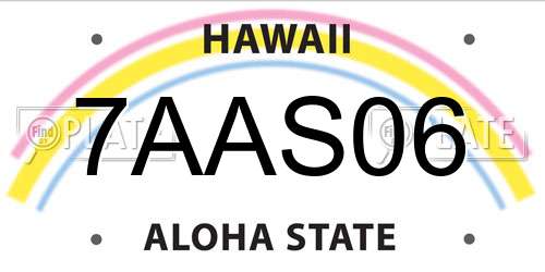7AAS06 Hawaii License Plate