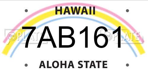 7AB161 Hawaii License Plate