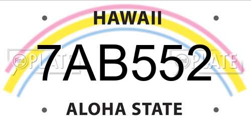 7AB552 Hawaii License Plate