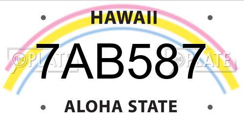 7AB587 Hawaii License Plate