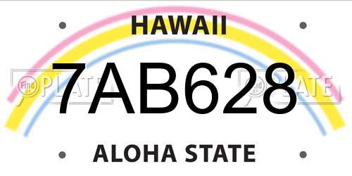 7AB628 Hawaii License Plate
