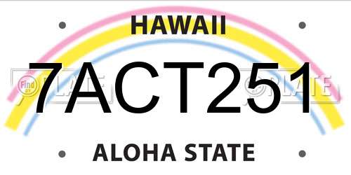 7ACT251 Hawaii License Plate