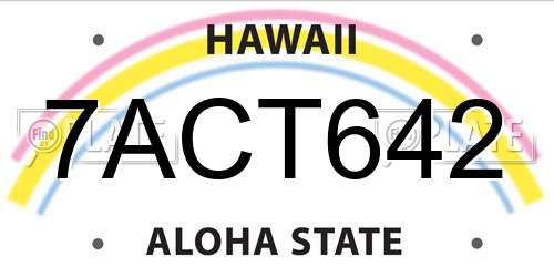 7ACT642 Hawaii License Plate
