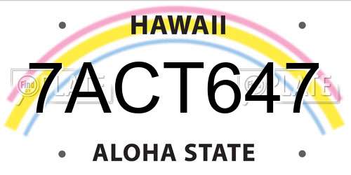 7ACT647 Hawaii License Plate