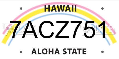 7ACZ751 Hawaii License Plate
