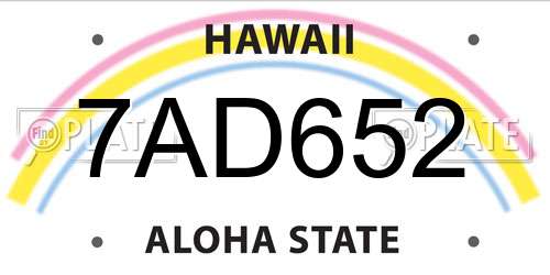 7AD652 Hawaii License Plate