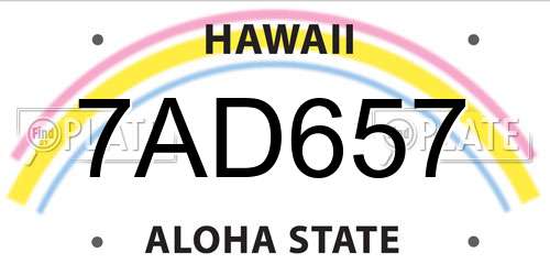 7AD657 Hawaii License Plate